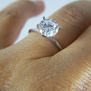 14k Solid White Gold 2ct Solitaire Engagement Ring